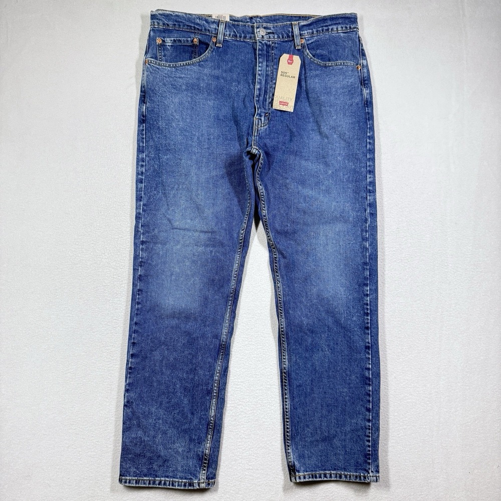 Vintage Levis 505 Jeans Men 38x30 Straight Fit Stretch Stonewash Medium Wash NWT